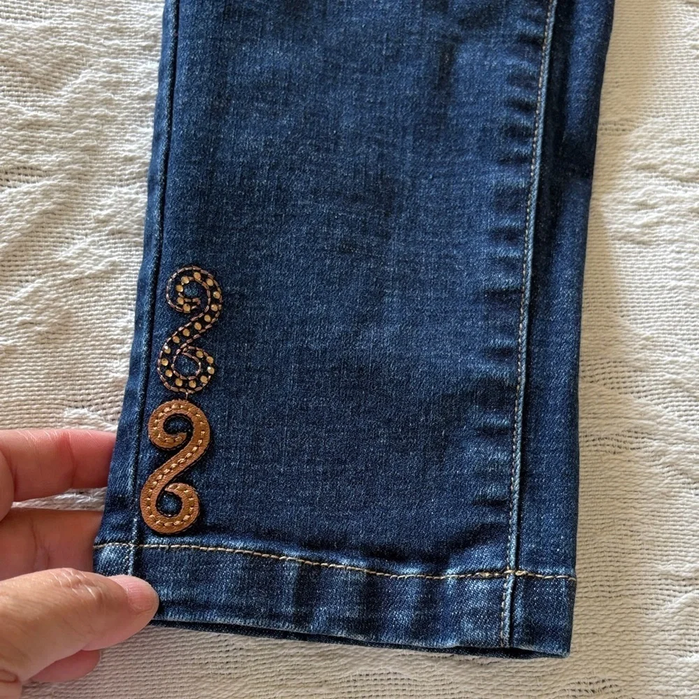 Mini Brand Womens Blue Skinny Ankle Jeans Leather Crystal Accents Gently Loved M - Picture 2 of 12